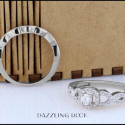 Dazzlingrock Collection 0.50 Cttw 14K Round Diamond Womens Halo Bridal Engagement Ring Set, Solid White Gold - Image 4