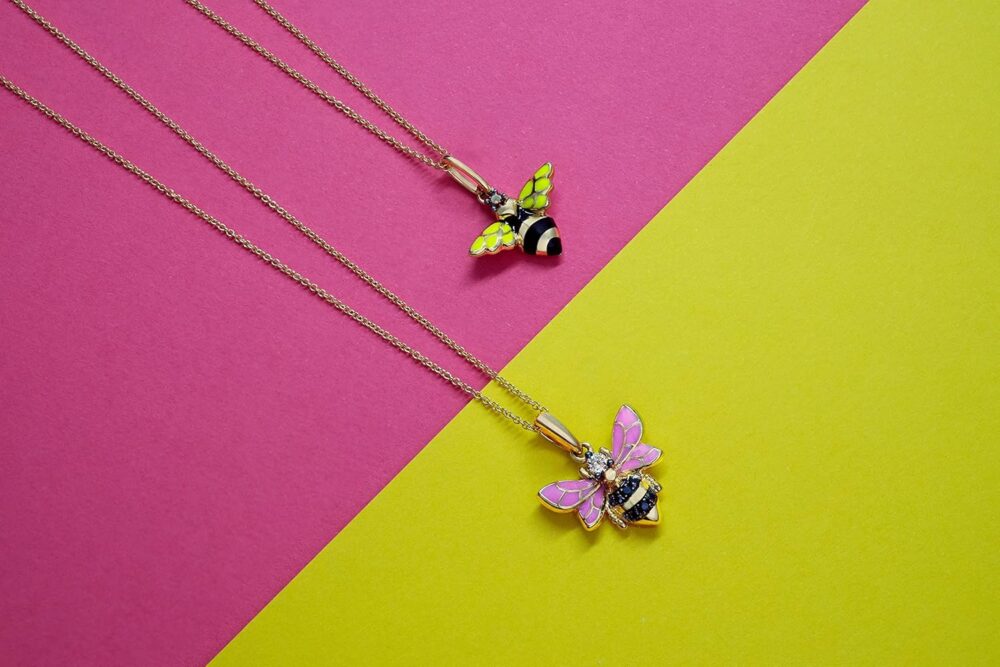 Chocolate Diamond and Enamel Honey Bee Pendant Necklace for Women in 14k Yellow Gold (Brown, cttw) on 18 or 20 Inch Long Chain with Lobster Claw Clasp by LeVian - Image 3