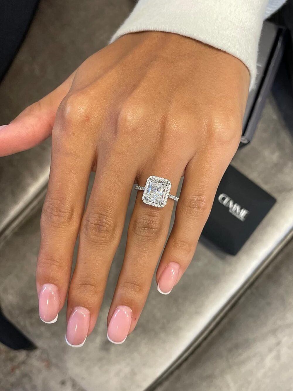 3 Carat Radiant Cut Moissanite Engagement Statement Wedding Band Ring for Women in 14k White Gold (G-H, VVS, 3.35 CTW) Anniversary Promise Ring Size 4.5 to 11 - Image 4