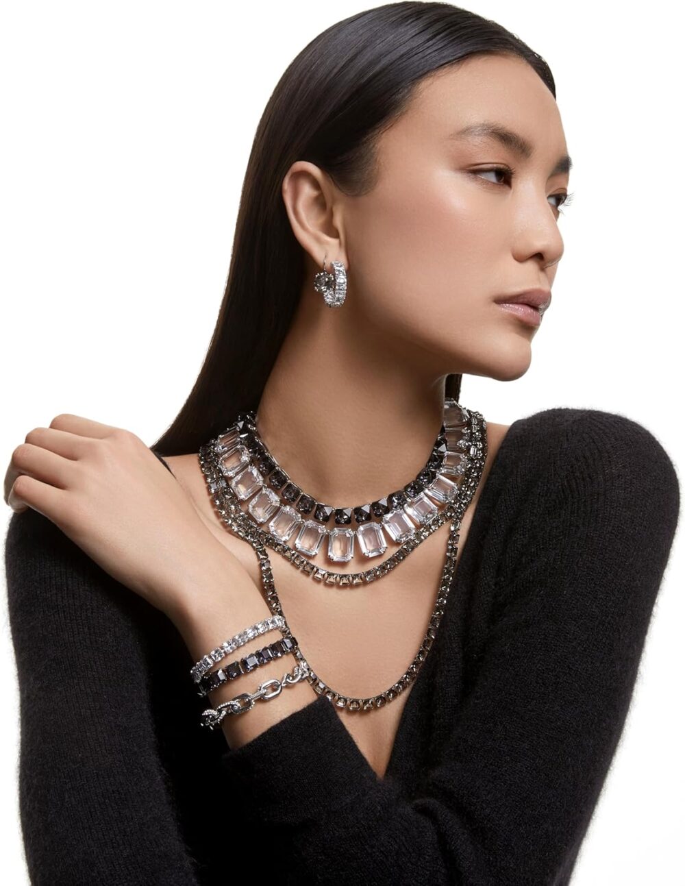 Swarovski Millenia Necklace & Earrings Collection, Clear Octagon Cut Crystal, Rhodium Finish (Extender Sold Separately) - Image 6