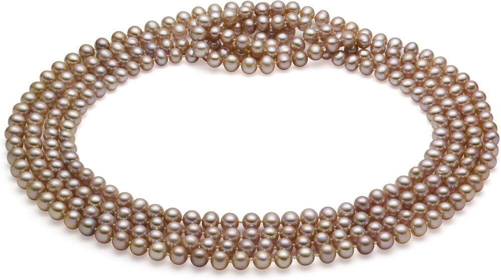 HinsonGayle AAA Handpicked Naturally Pink Freshwater Cultured Pearl Rope Necklace 82 inch Strand - Image 5