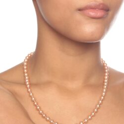 HinsonGayle AAA Pink Round Freshwater Cultured Pearl Necklace (18 inch) - Image 2