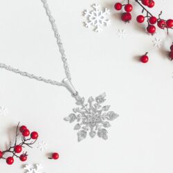 Diamond Snowflake Pendant Necklace with 18" chain - Choice of Style - Image 4