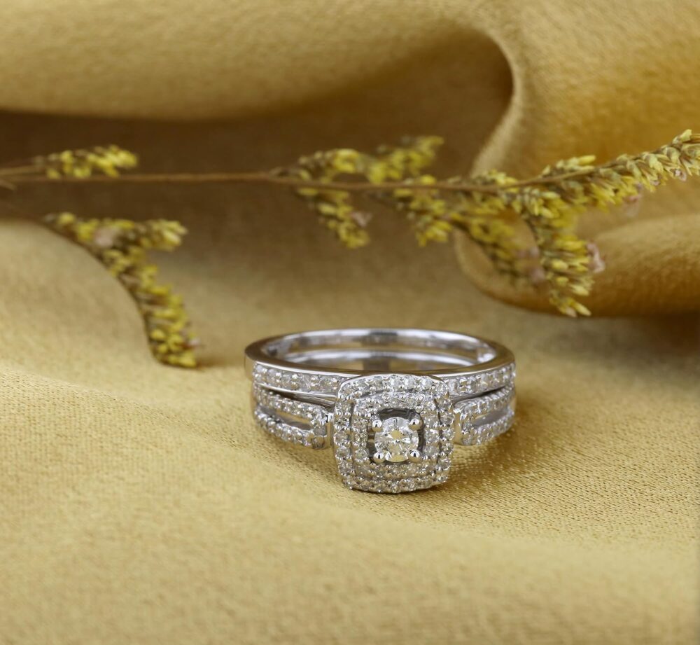 Dazzlingrock Collection 0.75 Cttw 14k Round Diamond Womens Bridal Ring Engagement Matching Band Set 3/, Solid White Gold - Image 3