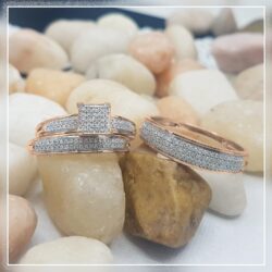 Dazzlingrock Collection Round White Diamond Micro Pave Trio Ring Set for Him & Her (0.50 ctw, Color I-J, Clarity I1-I3) in Solid Gold - Image 3