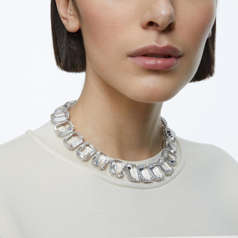Swarovski Millenia Necklace & Earrings Collection, Clear Octagon Cut Crystal, Rhodium Finish (Extender Sold Separately) - Image 4