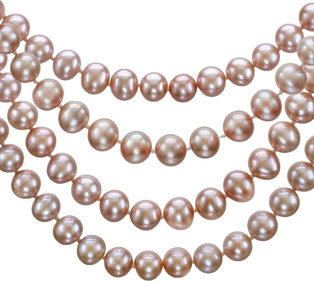 HinsonGayle AAA Handpicked Naturally Pink Freshwater Cultured Pearl Rope Necklace 82 inch Strand - Image 2