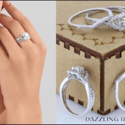 Dazzlingrock Collection 1.00 Cttw 14K Princess & Round Diamond Twist Womens Halo Engagement Ring Set, Solid White Gold - Image 4