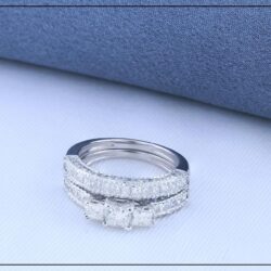 Dazzlingrock Collection 1.75 Cttw 14k Princess & Round Diamond Womens Bridal 3 Stone Ring Wedding Set 1 3/, Solid White Gold - Image 4