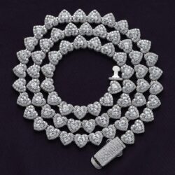 Tennis Heart Link Chain Necklace for Women, Heart & Round Lab Created Moissanite Diamond Necklace in 18K Gold Over Sterling Silver, Heart Jewelry Gifts for Her (17" & 20" Length, 35 or 40 Grams) - Image 2