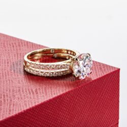 Solid 14K White Gold/Yellow Gold 4.14CTTW (3CT Center Stone) Moissanite Bridal Ring Set, Real Gold | D Color and Flawless Moissanite | Wedding Anniversary Ring Set - Image 6