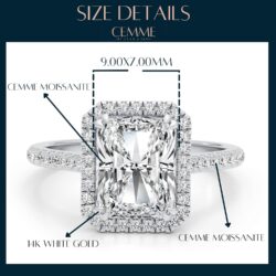 3 Carat Radiant Cut Moissanite Engagement Statement Wedding Band Ring for Women in 14k White Gold (G-H, VVS, 3.35 CTW) Anniversary Promise Ring Size 4.5 to 11 - Image 7