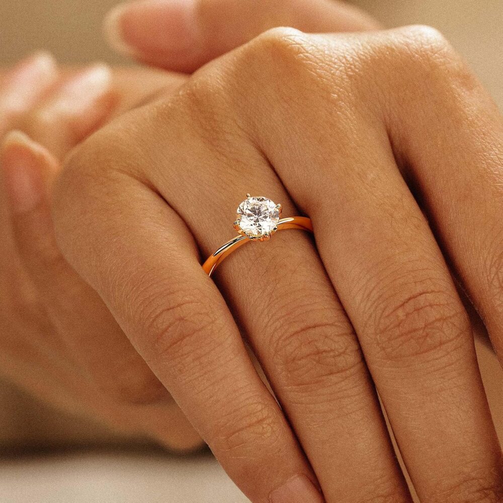 1 Carat Main Diamond 14K Gold Ring for Women (D Color, VS Clarity), Luxury Gift Packaging, IGI Certificate Included, Ideal for Engagement Anniversary - Image 5