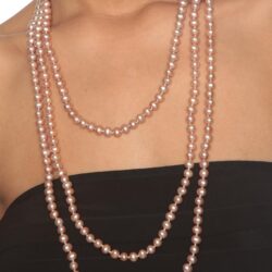 HinsonGayle AAA Handpicked Naturally Pink Freshwater Cultured Pearl Rope Necklace 82 inch Strand - Image 3