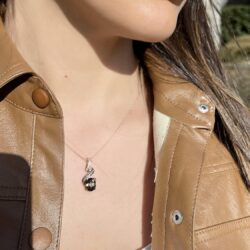LE VIAN 14k Rose Gold Ribbon Pendant Necklace for Women I 1/4 Carat Vanilla and Chocolate Diamond with 2 Carat Oval Smoky Quartz Necklace (G-H/Brown, VS2-SI1, cttw) 18 Inch Chain with Lobster Claw - Image 4