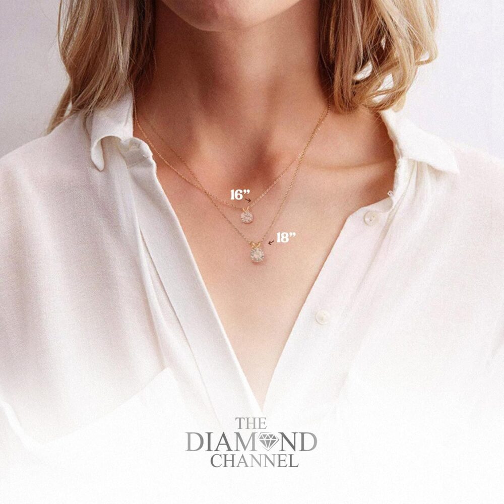 The Diamond Channel NATURAL Diamond 4-Prong Pendant Necklace with 16”+2” Extender - 14K Gold Diamond Pendant - Fine Jewelry for Women - Image 2