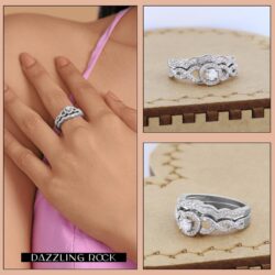 Dazzlingrock Collection 0.50 Cttw 14K Round Diamond Womens Halo Bridal Engagement Ring Set, Solid White Gold - Image 3