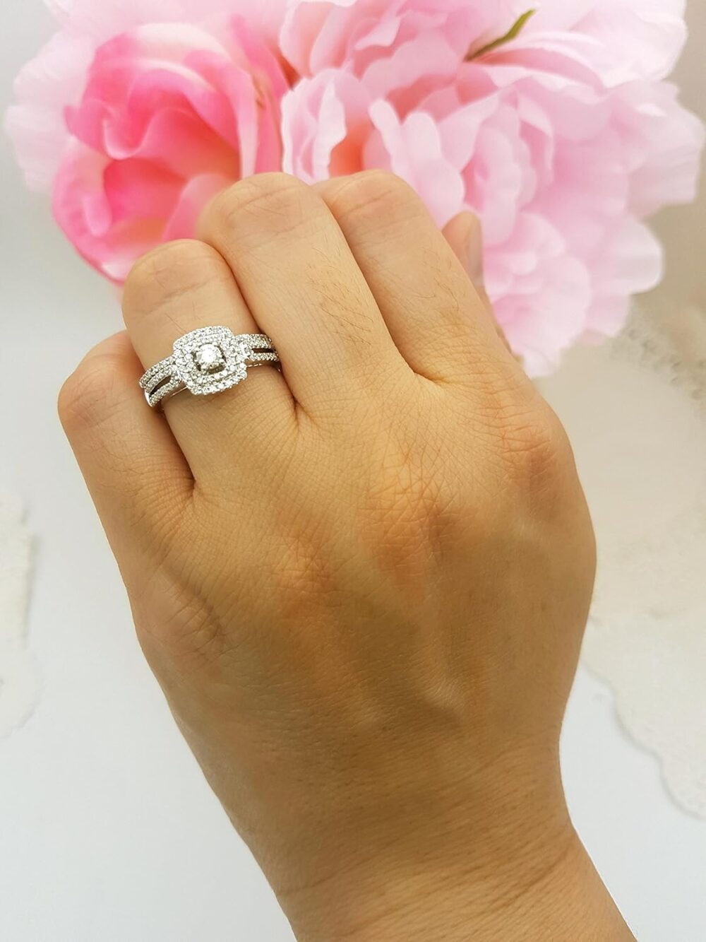 Dazzlingrock Collection 0.75 Cttw 14k Round Diamond Womens Bridal Ring Engagement Matching Band Set 3/, Solid White Gold - Image 6