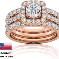 2 Carat Diamond Engagement Ring - 14 Karat Rose Gold Ring for Women Diamond Anniversary Promise Band Made in USA - Image 3