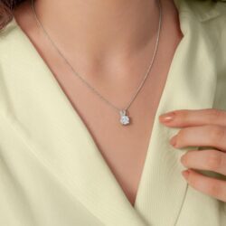 14K Gold 1/2-5 Carat LAB GROWN Diamond Solitaire Pendant IGI Certified 4 Prong Diamond Pendant Necklace For Women (E-F-G, VS1-VS2, 0.50-5 C.t.w) - Image 2