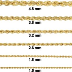 Kooljewelry 10k Yellow Gold Rope Chain Necklace For Men And Women (choose from 1.5mm, 1.8mm, 2.6mm, 3.2mm, 3.8mm or 4.8mm. size from 16 until 30 inches long) - Image 2