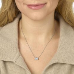 IGI Certified 1/4 to 3 Carat Emerald Cut Lab Grown Diamond Horizontal Solitaire Pendant Necklace for Women I 14k Gold (G-H, VS1-VS2, cttw) 16 to 18 Inch Adjustable Chain East-West - Image 2