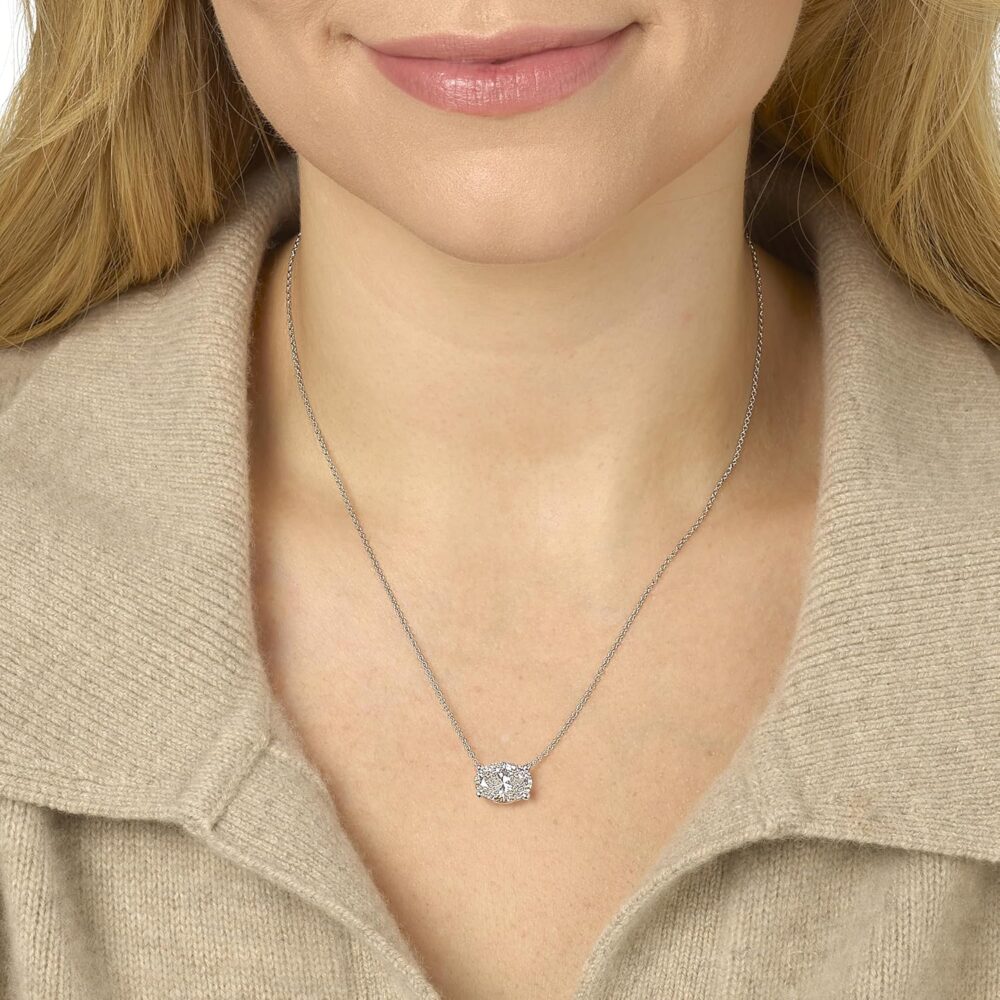 IGI Certified 1/3 to 3 Carat Oval Lab Grown Diamond Horizontal Solitaire Pendant Necklace for Women I 14k Gold Necklace (G-H, VS1-VS2, cttw) 16 to 18 Inch Long Adjustable Chain - Image 2