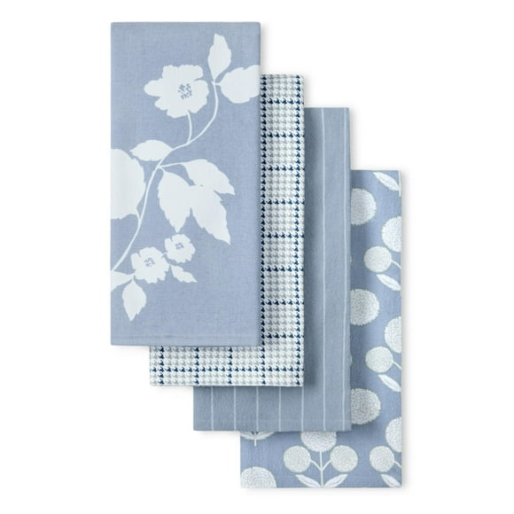 Beautiful 4-Piece Kitchen Towel Set, Blue