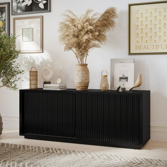 Beautiful Fluted TV Stand for TV‚Äôs up to 70‚Äù by Drew Barrymore, Rich Black Finish
