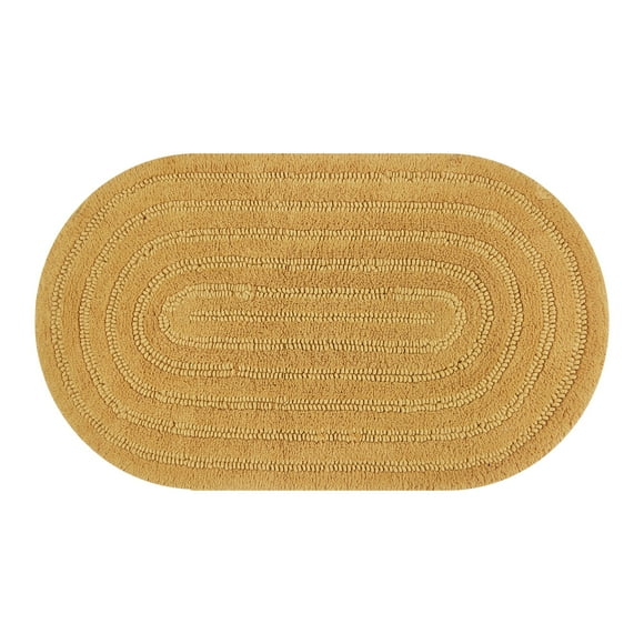 Beautiful Oval Cotton Bath Rug by Drew Barrymore, Amber Yellow, 20" x 34"