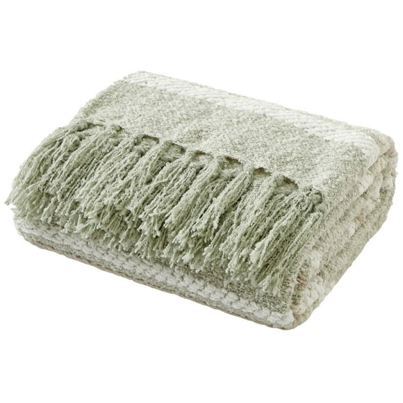 Beautiful Sage Green Cozy Chenille Throw by Drew Barrymore for Adults, 50" x 60"