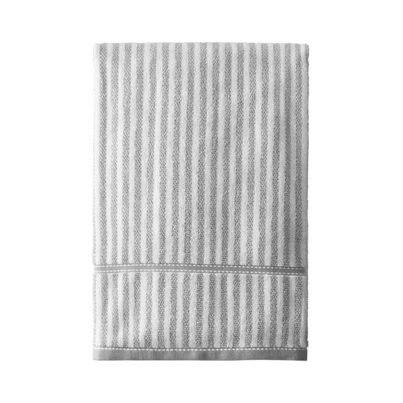 Beautiful Stripe 4 pack Towel Set, Contains 2 Bath, 2 Hand - Charcoal by Drew Barrymore