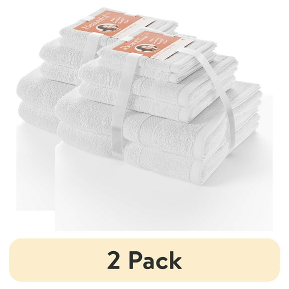 (2 pack) Beautiful Dobby 6pk Towel Set, Contains 2 Bath, 2 Hand, 2 Wash - Off White by Drew Barrymore