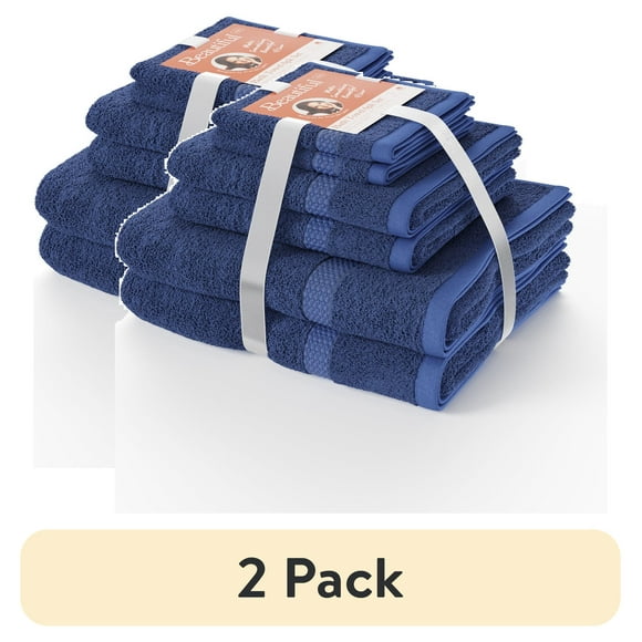 (2 pack) Beautiful Dobby 6pk Towel Set, Contains 2 Bath, 2 Hand, 2 Wash - Smokey Blue by Drew Barrymore